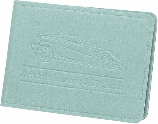 HARFINGTON Car Registration and Insurance Holder PU Leather Vehicle Glove Box Organizer Storage Accessories Car ID Holder with 4 Pockets for License ID Card Bank Card Documents, Blue