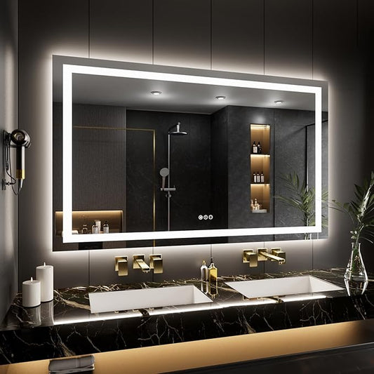 LOAAO 80"X40" LED Mirror for Bathroom, Lighted Bathroom Mirror with Lights, Anti-Fog, Dimmable, Memory Function, Easy to Install, Clear Reflection