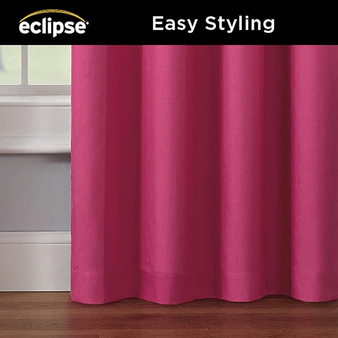 Eclipse Kendall Blackout Curtain, Thermal Insulated Grommet Window Panel, Noise Reducing Curtains for Bedroom, Living Room or Nursery, (1 Panel), 63 in Long x 42 in Wide, Raspberry