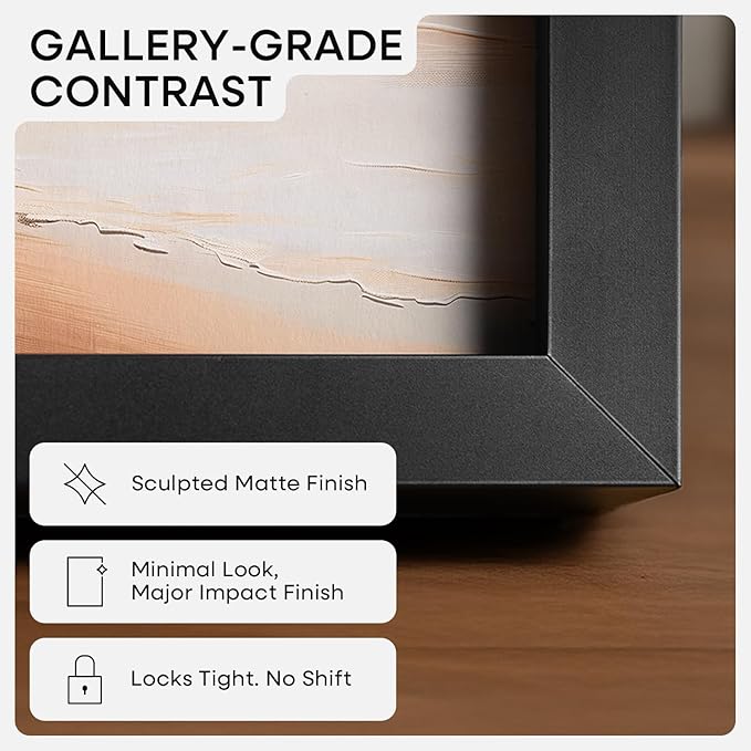 Homeforia Black Picture Frame 8.5 x 11, High End Metal 8.5x11 Poster Frames with Mat 6x8 Photo, 8.5 x 11 Frame Matted to 6 by 8 Art, 8.5by11 Wall or Tabletop Frames, Tempered Glass, Wall Kit, Set of 2