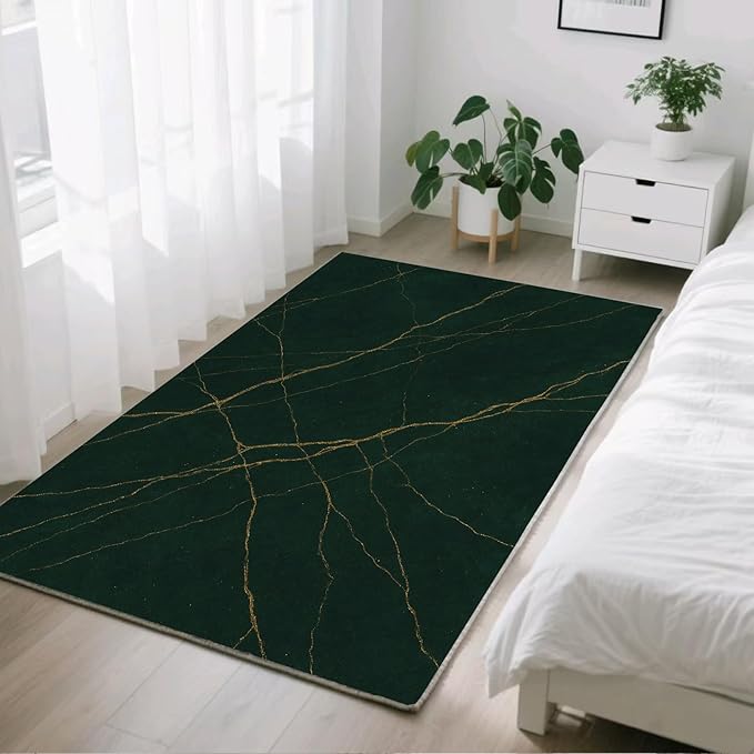 Luxury Marble Rug - 5x7 Area Rugs, Abstract Marble Rug, Modern Art Bedroom Rugs, Washable & Non Slip Carpet Home Decor