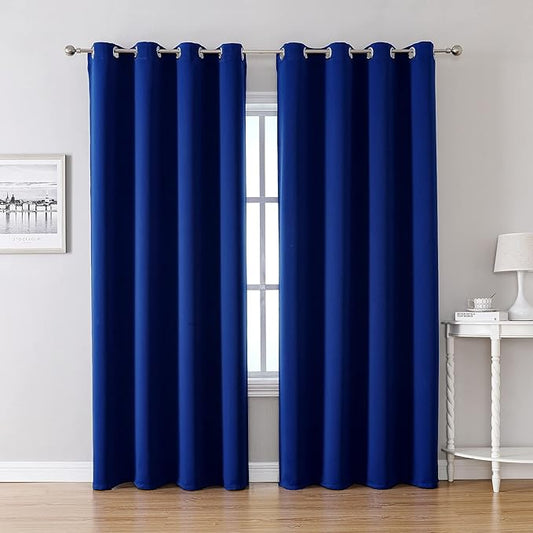 ChrisDowa Blackout Curtains 80 Inches Long 2 Panels Set for Living Room, Grommet Thermal Insulated Room Darkening Curtains for Bedroom (Royal Blue, 52 x 80 Inch)