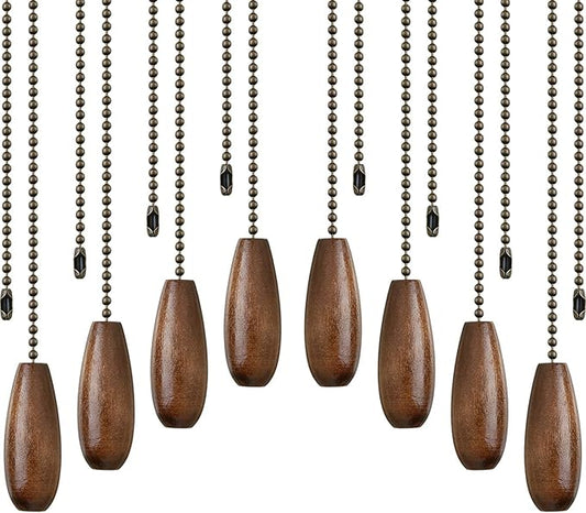 8 Pieces Ceiling Fan Pull Chains Extender Wooden Pendant Pull Chain Extension for Ceiling Light Lamp Fan(Walnut Color)