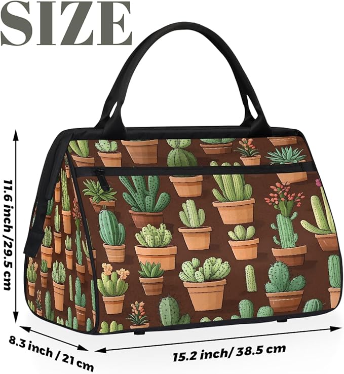Travel Duffel Bag Cactus Waterproof Sports Duffel Bags Lightweight Large Capacity Weekender Carry On Gym Bag for Women Men