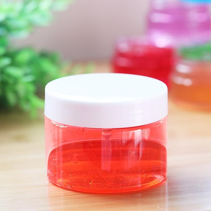 SATINIOR 12 Pack 4 oz Plastic Container Jars with Lids Round Clear Travel Cosmetic Container Jars for Toiletries, Lotion, Cream, Ointment, Makeup, Rhinestone, Sample, Kitchen Storage(White)