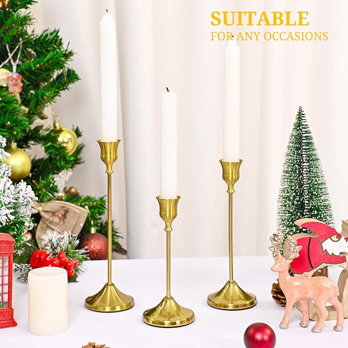 Candlestick Holders 45 PCS, Metal Taper Candle Holder, Brass Gold Candle Holders for Pillar Candles, Vintage Dining Table Centerpiece Decorations for Wedding Party Christmas Halloween Decor