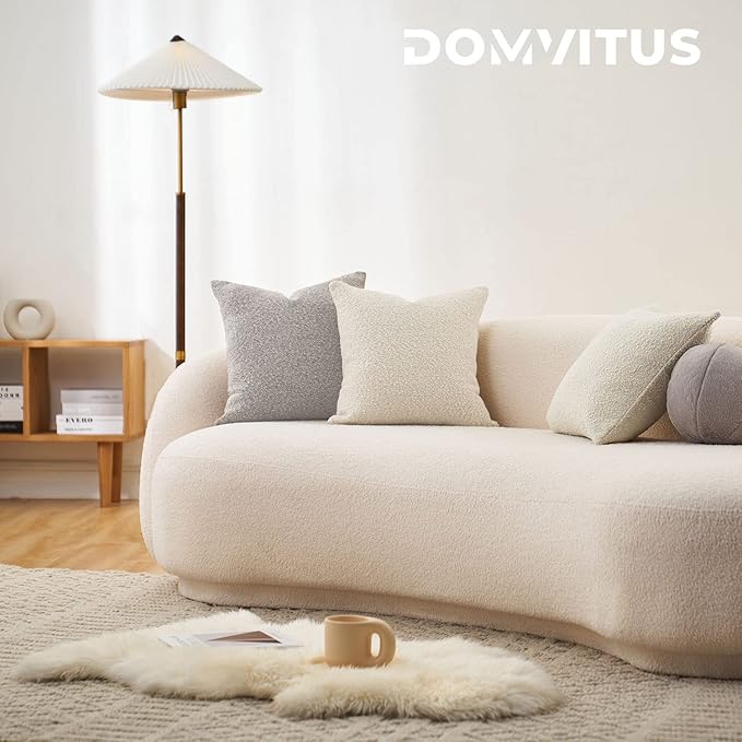 DOMVITUS Boucle Pillow Covers 20x20 Luxury Throw Pillow Covers Decorative Pillows for Bed Sofa Pillows for Living Room Accent Couch Pillows Soft Cushion Case, 1PC, Buttery Cream