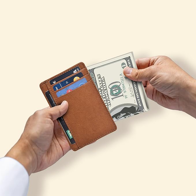 Oak Leathers Leather Slim Minimalist Wallet for Men & Women RFID Front Pocket Leather Card Holder Wallets