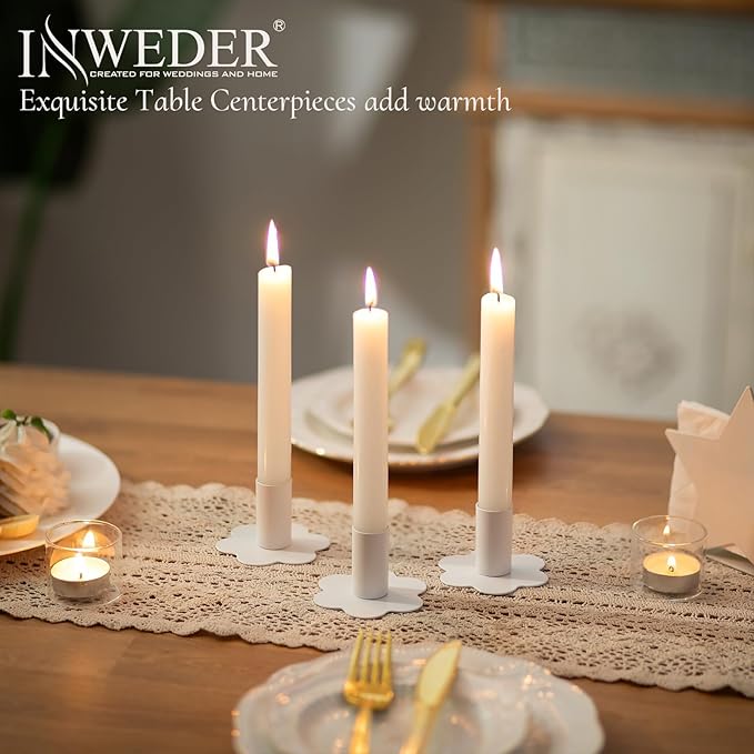 Candlestick Holders Taper Candle Holders: 2Pcs White Candle Holder for Table White Candlestick Holders Candle Sticks Holder Decor Home Flower Candle Holder Wedding Cute Small Candle Holders