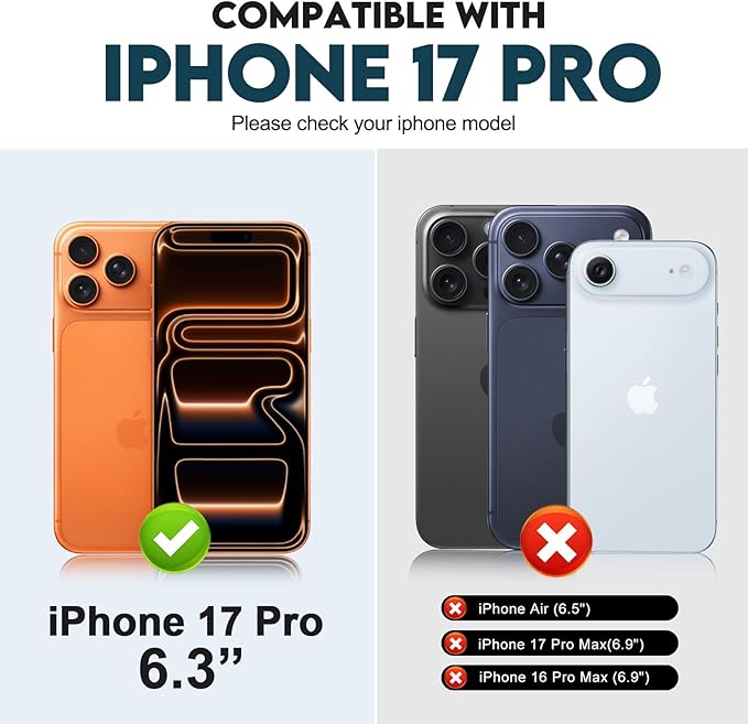 CIVICASE for iPhone 17 Pro Wallet Case,PU Leather Flip Case RFID Blocking Credit Card Holder Folio Magnetic Stand TPU Shockproof Cover Compatible with iPhone 17 Pro, Black Blue