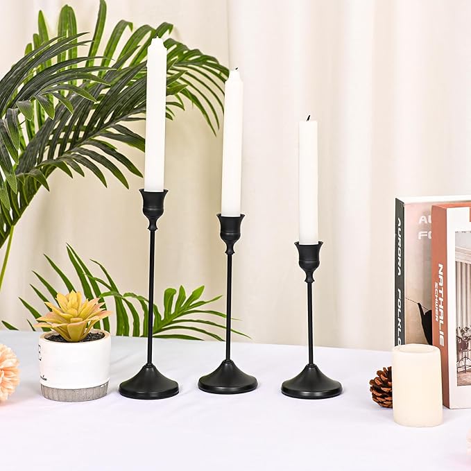 Candlestick Holders 45 PCS, Metal Taper Candle Holder, Matte Black Candle Holders for Pillar Candles, Vintage Dining Table Centerpiece Decorations for Wedding Party Christmas Halloween Decor