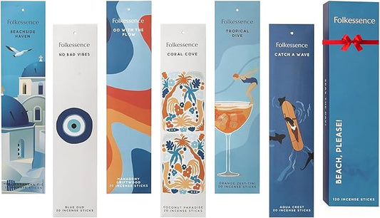 Folkulture Incense Sticks (120 Sticks) | Set of 6 Premium Summer Incense Stick for Mediation, Aromatherapy,Gifts| No Charcoal, Organic, Non Toxic, 45 Mins, Long Burning Summer Scents Insence-Sticks