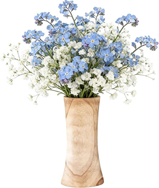 Handmade Eco-Friendly Wooden Vase Set - Natural Solid Paulownia Wood Vases for Home Decor, DIY Hand-Painted Design, Unbreakable Decorative Gift Set (7”, 10”, 12”) (Shaped Vase 5.3×11.6IN)
