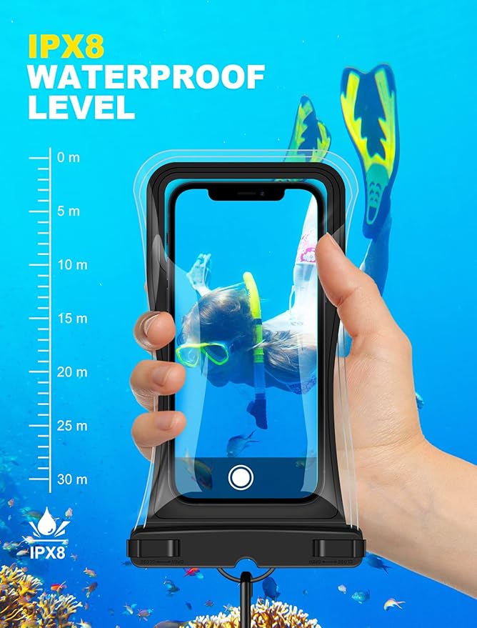 Vuwwey Waterproof Phone Pouch [2 Pack][Super Buoyant] Floating IPX8 Waterproof Phone Case Beach Cruise Ship Travel Essentials Cellphone Dry Bag for iPhone 17 16 15 14 13 12 Pro Max XS XR X Up to 6.9''