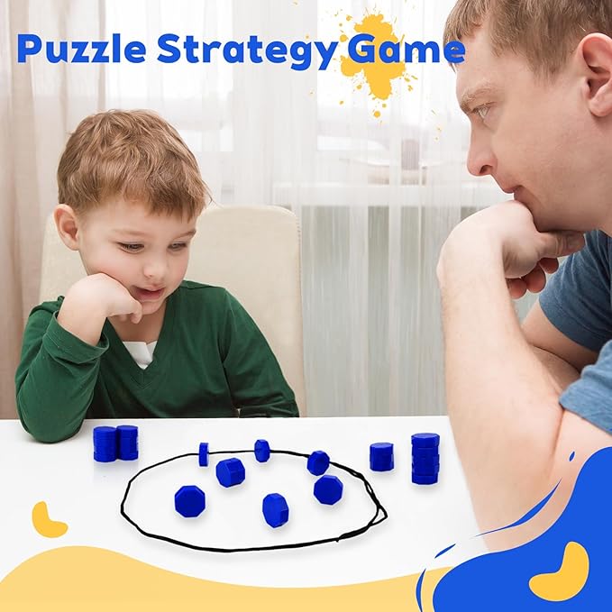 Magnet Game with String, 24 Magnets Magnetic Chess Game for Kids & Adults, Puzzle Strategy Board Games for Family Night, Travel, Party & Camping﻿