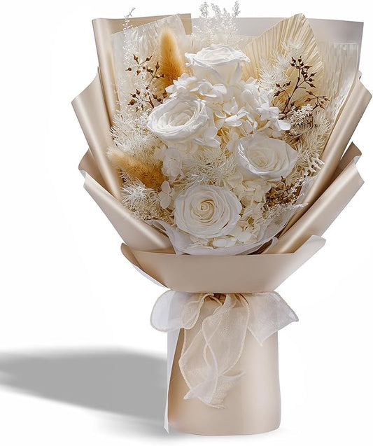 Flowers Gifts for Mom, Flower for Delivery, Preserved Roses Bouquets, Birthday Gifts for Women, Mothers Day Flowers for Wife (White)