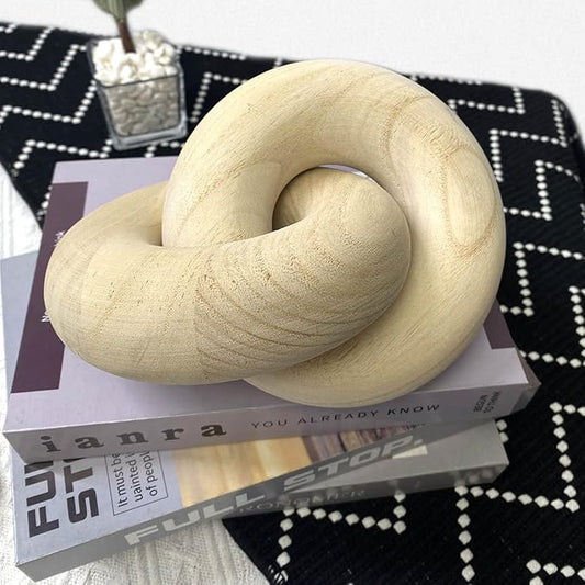 S-SNAIL-OO 2-link Wood Chain Link Decor Wood Knot Decor, Hand Carved Boho Bead, Suitable for Bedroom, Living Room, Coffee Shop Decoration (Wood color)