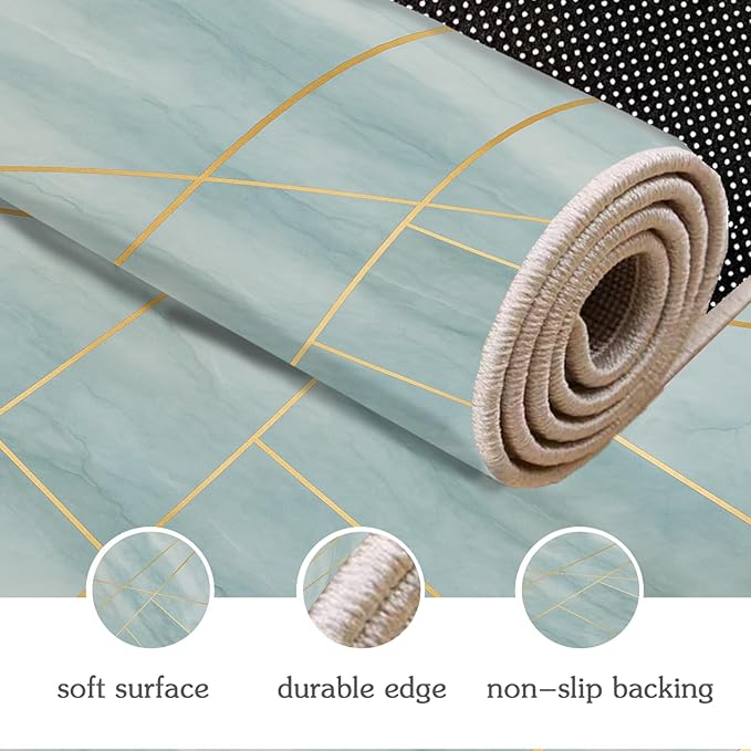 Minimalist Marble Rug - 3x6 Runner Rug, Abstract Line MarbleModern Geometric Bedside Rugs, Washable & Non Slip Carpet Home Decor