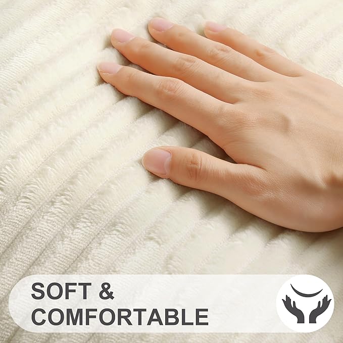 Simmore Decorative Spring Euro Sham Throw Pillow Covers 22x22 Set of 2, Soft Natural Plush Flannel Double-Sided Fluffy Couch Pillow Covers for Sofa Living Room, Beige