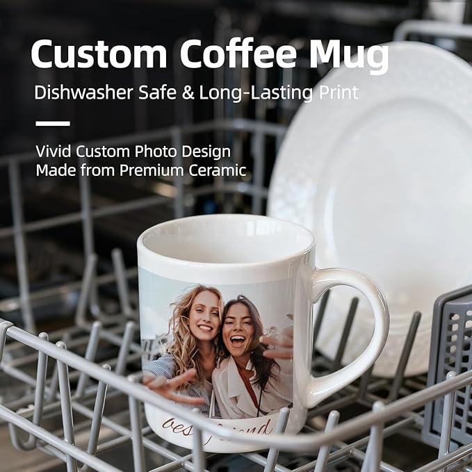 Custom Coffee Mug, Customizable Coffee Cups with Pictures Personalized Ceramic Mug for Gifts Novelty Personalized Mugs for Friends (Black)