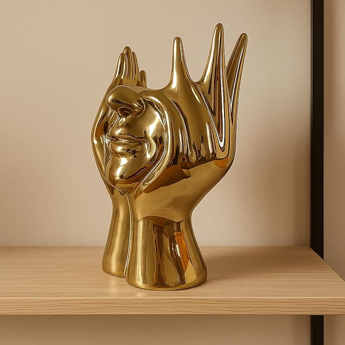 Face Vase Unique Ceramic Vase for Room,Office,Home Decor,Gold,Set