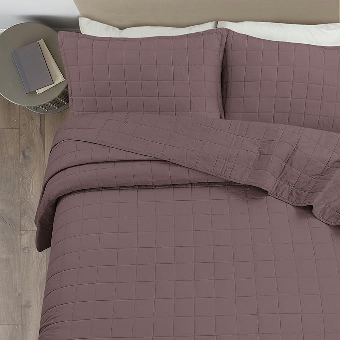 100% Cotton Quilt Sets Queen Size- Soft Lightweight Quilt Bedding Set for Bedroom Decor- Bedspread in Geometric Pattern with 2 Pillow Shams for All Season, 90x98 inches