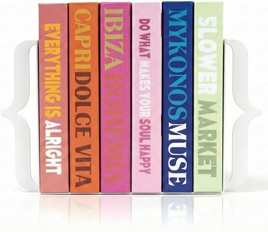 Decorative Bookends for Shelves - Modern Bracket Shaped Metal Book Ends for Home Office Decor, Unique Minimalist Desk Accessories & Gift (White)