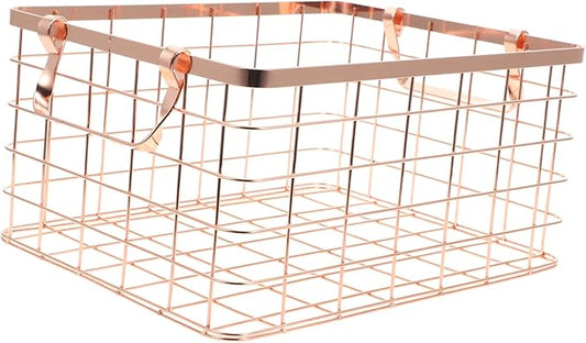 Wire Storage Basket with Handle Decorative Iron Fruit Holder for Snacks Vegetables and Home Organization Lightweight and Chic Design for Any Space