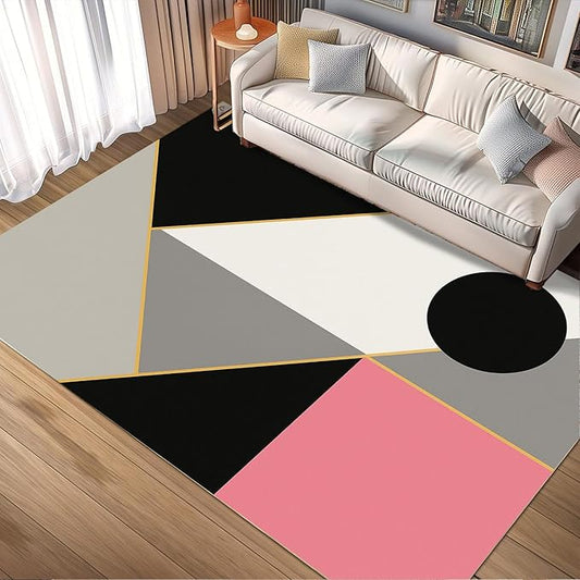 Abstract Geometry Rug - 3x4 Rug, Modern Geometry Outdoor Rugs, Minimalist Aesthetics Entryway Rugs, Washable & Non Slip Carpet Home Decor