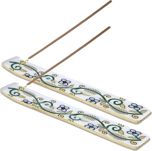 Yajna Traditional-Handmade-Incense-Stick-Holder Wooden-Burner-Ash-Catcher-Stand for-Aromatherapy-Meditation-Yoga (Inner Peace) 10 Inches, Pack of 2