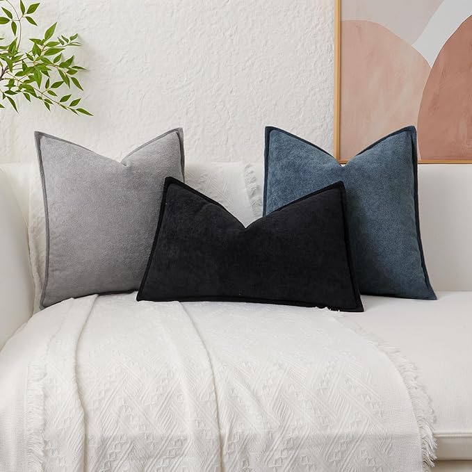 Kevin Textile Waterproof Decorative Pillow Covers Light Grey 26x26 Inch Pack of 2 Soft Boucle Textured Euro Pillowcases Elegant Accent Pillows for Couch Sofa Chair Bed Home Decor Indoor Outdoor