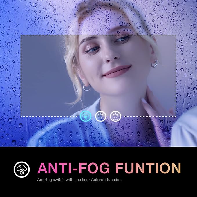 LOAAO 40”X38“ RGB LED Bathroom Mirror with Lights, Large, Anti-Fog, Dimmable Smart Lighted Bathroom Vanity Mirror, Multiple Light Modes, RGB Backlit + Front Light, Memory Function, Tempered Glass