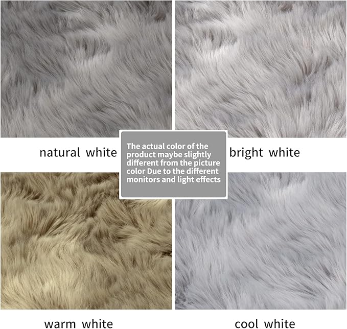 SERISSA Ultra Soft Faux Fur 6x9 Feet Fluffy Shaggy Area Rug Grey Faux Sheepskin, Fuzzy, Furry Throw for Living Room, Bedroom, Nursery