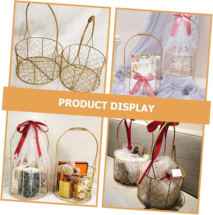Flower Girl Basket with Handle Decorative Wire Round Basket for Weddings Storage and Home Decor for Flowers Fruits Versatile and Stylish Design