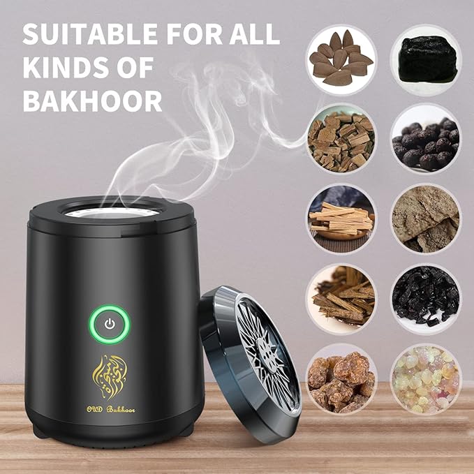 Portable Mini Incense Burner Bakhoor Rechargeable USB Aroma Diffuser Electric Arabic Incense Holder Muslim Home Decoration