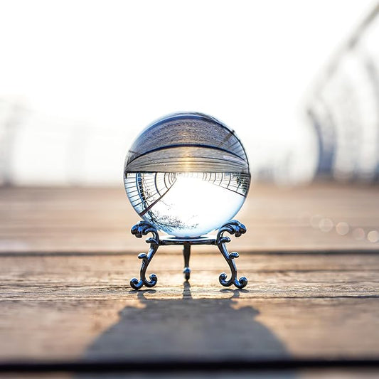 2.3in Sparkling Clear Crystal Ball with Stand 60mm Handcrafted Photography Prop for Magical Shots Elegant Home & Party Decor for Women