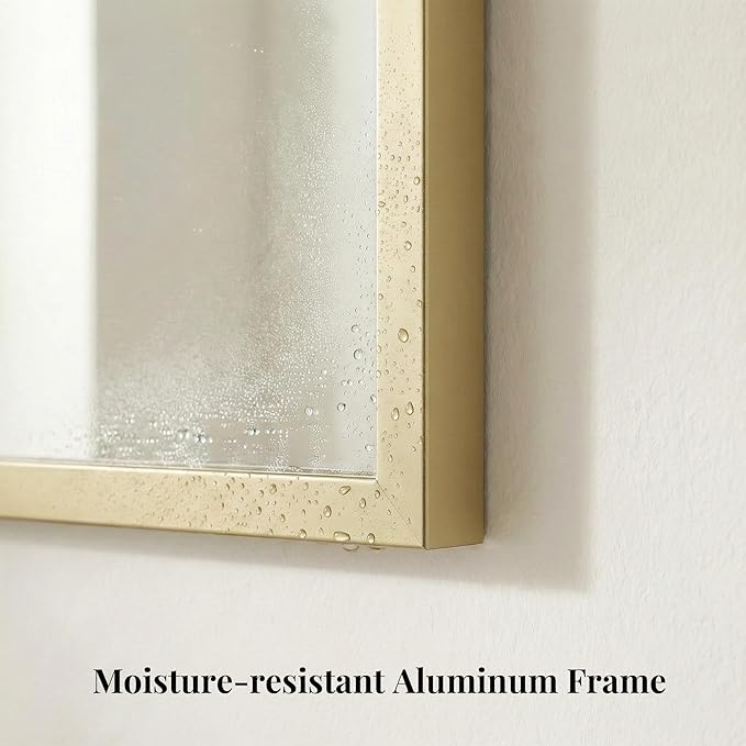 30"x36" Gold Bathroom Mirror for Wall, Metal Framed Vanity Mirror, Large Rectangular Mirror Over Sink, Mid-Century Modern Decor, Flush Mount