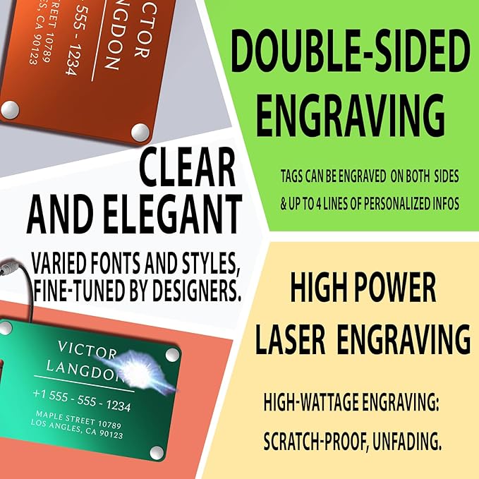 Luggage Tags for Suitcases 4 Pack: Personalized Luggage Tags for Backpacks & Bags Tags with Coustomizable Texts (Red)