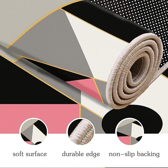 Abstract Geometry Rug - 3x5 Rug, Modern Geometry Rugs, Minimalist Aesthetics Entryway Rugs, Washable & Non Slip Carpet Home Decor