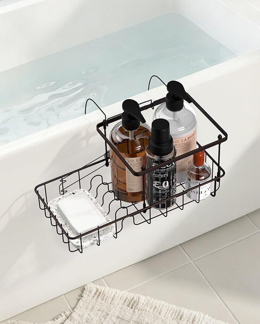 Rustproof Hanging Shower Caddy for Bathtub, Stainless Steel Shower Caddy for Tub Side, Hanging Shower Organizer Basket for Shampoo, Conditioner, Soap & Bath Accessories,Easy Install, Oil Rubbed Bronze