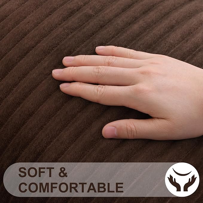 Simmore Decorative Spring Euro Sham Throw Pillow Covers 26x26 Set of 2, Soft Natural Plush Flannel Double-Sided Fluffy Couch Pillow Covers for Sofa Living Room, Brown