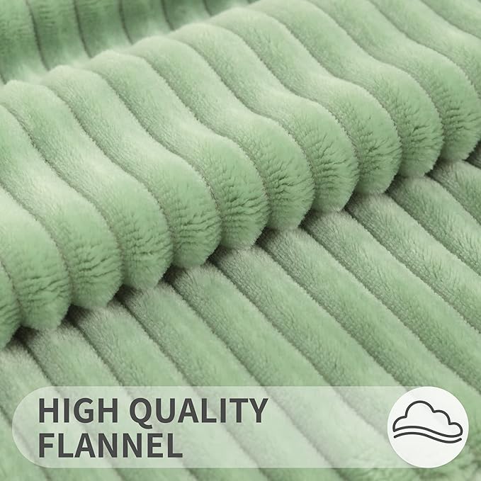 Simmore Decorative Spring Throw Pillow Covers 18x18 Set of 2, Soft Natural Plush Flannel Double-Sided Fluffy Couch Pillow Covers for Sofa Living Room, Sage Green