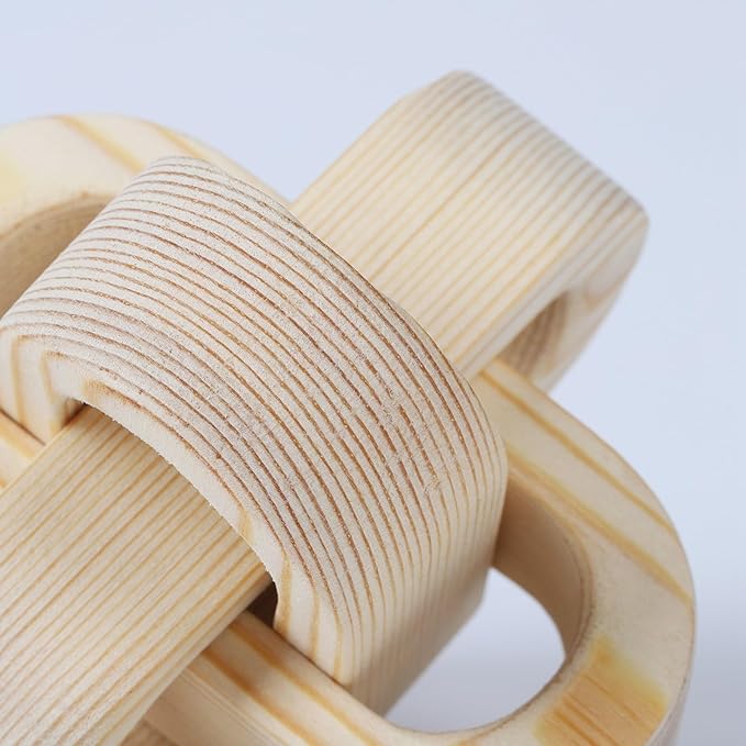 Wood Knot Decor Farmhouse Wood Chain Link Ornaments Accents Wood Art Crafts Decorative Chain Knot Decor Modern Home Accessories for Coffee Table Tiered Tray Boho Bookshelf Decor