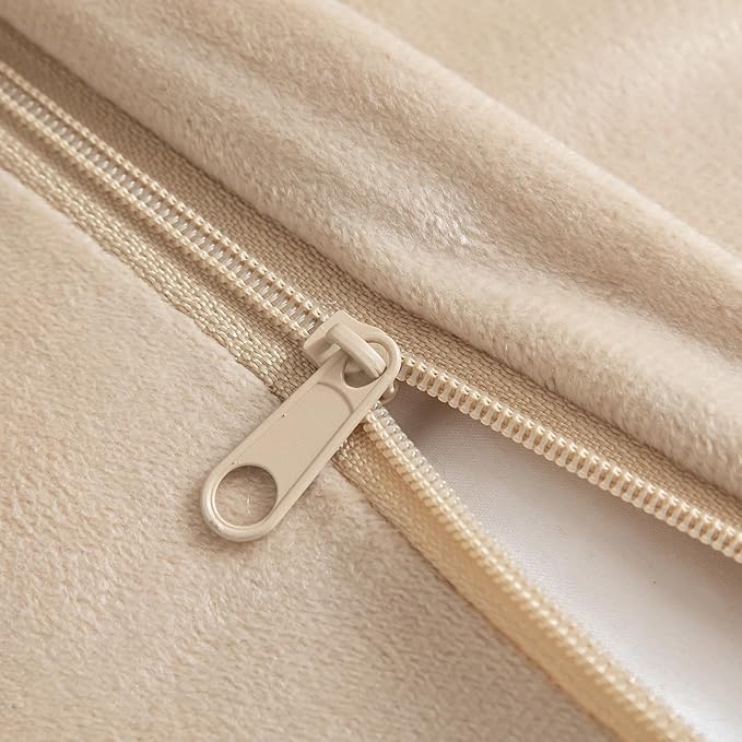 Yaertun Pack of 2 Faux Fur Throw Pillow Covers Decorative Sherpa Boucle Pillow Covers Fuzzy Soft Pillowcases Sheepskin Fleece Cushion Case for Couch Sofa Bed Living Room 24x24 Inch Oatmeal