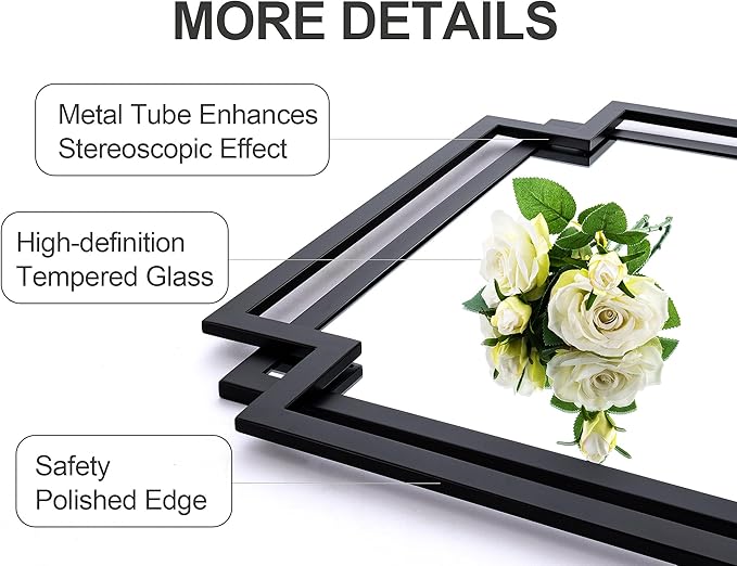 32" x 47" Large Wall Mirror for Living Room Decor, Black Decorative Mirror with Irregular and Rectangular Metal Frame, Horizontal/Vertical Hanging Mirror for Bathroom, Entrance