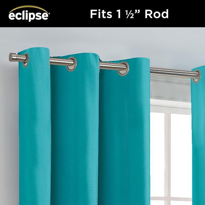 Eclipse Kendall Blackout Curtain, Thermal Insulated Grommet Window Panel, Noise Reducing Curtains for Bedroom, Living Room or Nursery, (1 Panel), 54 in Long x 42 in Wide, Turquoise