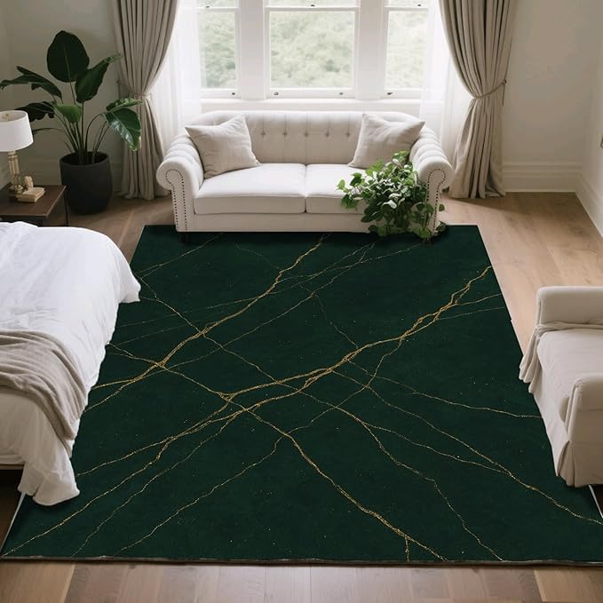 Luxury Marble Rug - 8x10 Area Rugs, Abstract Marble Living Room Area Rugs, Modern Art Bedroom Rug, Washable & Non Slip Large Carpet Home Decor