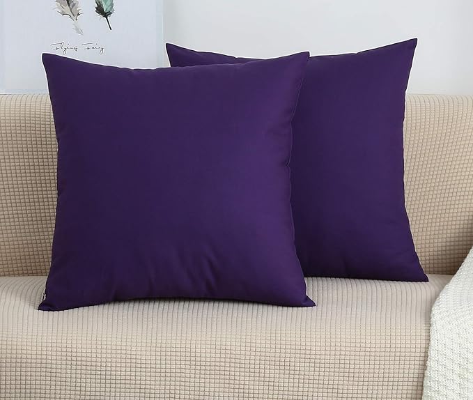 TangDepot Handmade Decorative Solid 100% Cotton Canvas Throw Pillow Covers/Pillow Shams, (28" x28" , Purple, 1 Count (Pack of 1))