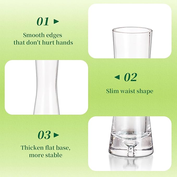 Hewory Glass Bud Vases for Centerpieces Set of 36, Handmade Modern Clear Small Skinny Decorative Single Flower Vase, Minimalist Slim Floral Vase for Home Wedding Party Events Table Decor, 9.64"