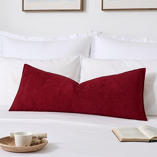 Kevin Textile Christmas 14x36 Inch Long Lumbar Cover 1 Pack Soft Boucle Textured Decorative Waterproof Rectangle Cushion Accent Pillows for Couch Sofa Chair Bed Home Decor Indoor Outdoor Burgundy